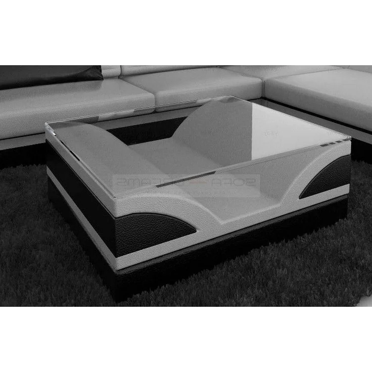 Sofa Dreams - Designer Couchtisch Monza – Modernes Design - Echtleder - Grau-Schwarz – Bild 3