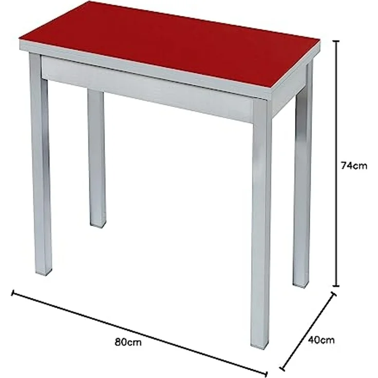 ASTIMESA Buchart: Küchentisch, Metall, Rot, 80 x 40 cm – Bild 2