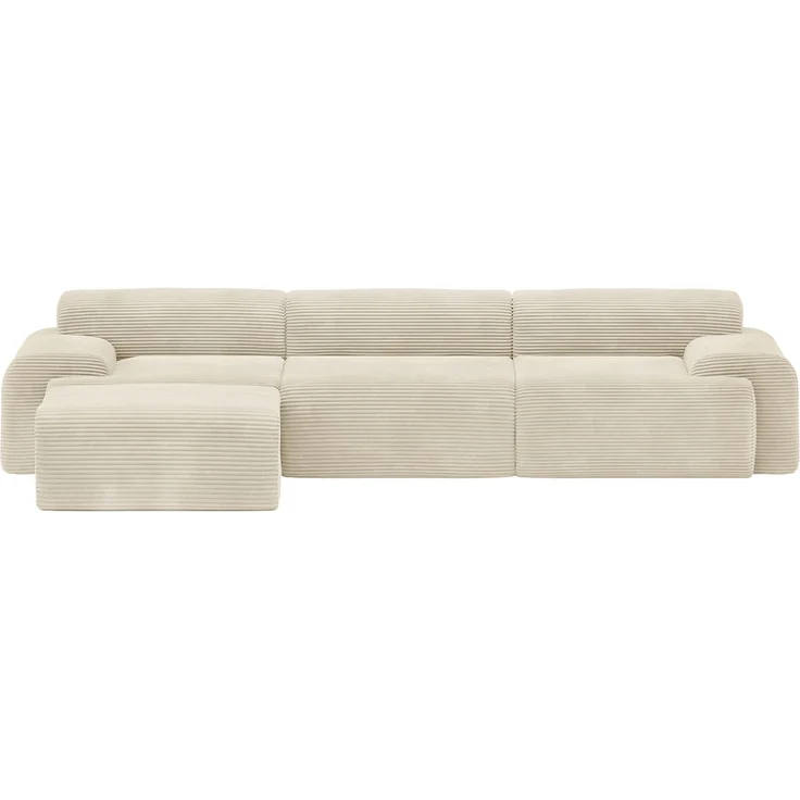 skølm 'Menja' Sofa 3-tlg mit Hocker, 3er Sitz mit 3 Kissen, Cord beige, Vollschaumcouch mit Federkern und Vakuum-Kompression, kein Aufbau erforderlich – Bild 14