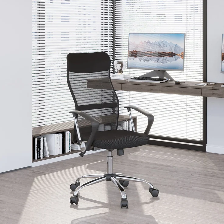 MELAYR, Bürostuhl Ergonomischer Schreibtischstuhl mit Armlehne, 63 x 65 x 119 cm, Schwarz – Bild 4