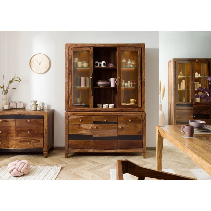 Buffet Sheesham 140 x 45 x 200 dunkelbraun lackiert ANCONA #245 – Bild 9