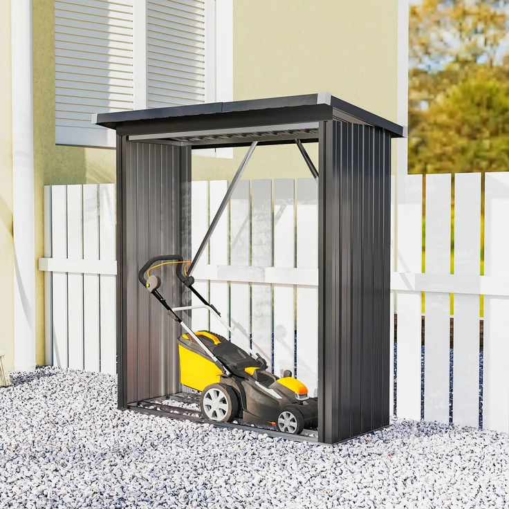 Outsunny Kaminholzregal, Verzinkter Stahl, Dunkelgrau, 150L x 66,5B x 150H cm – Bild 7