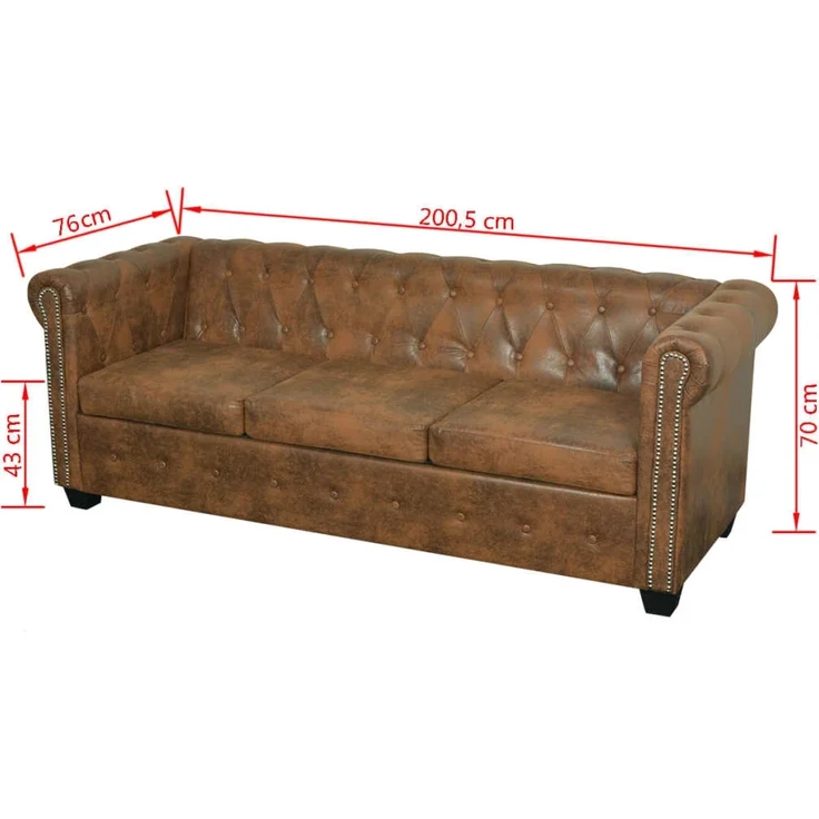 vidaXL Chesterfield-Sofas 2-Sitzer und 3-Sitzer Braun 274322 – Bild 10