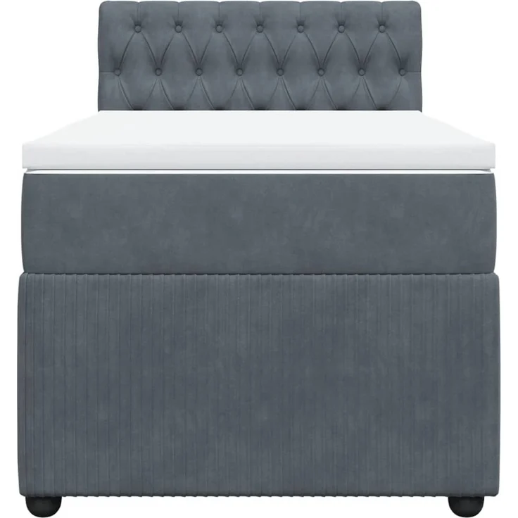 vidaXL Boxspringbett mit Matratze Dunkelgrau 100x200 cm Samt 3287669 – Bild 4