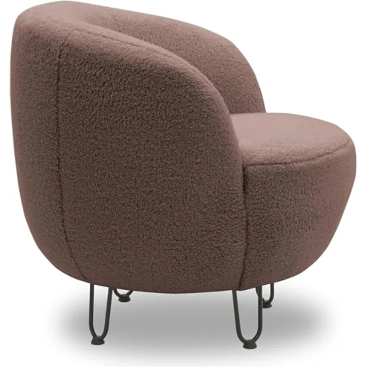 DOMO. collection Sessel Carpa, Polstersessel, Oval, bodenfreies Design, Metall-Drahtfüße in schwarz, Armsessel, Polstergarnitur, 72 x 76 x 72 cm (BxTxH), Altrosa – Bild 8