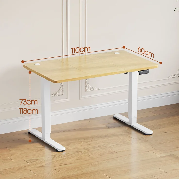 Devoko Hohenverstellbarer Schreibtisch Holzwerkstoff Beige 110 x 60 x 73-118 cm – Bild 8