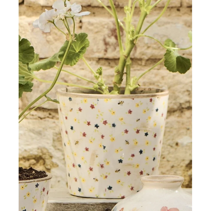 Ib Laursen - Blumentopf Übertopf Blumenübertopf Keramik Blumenmuster 13156-00 – Bild 3