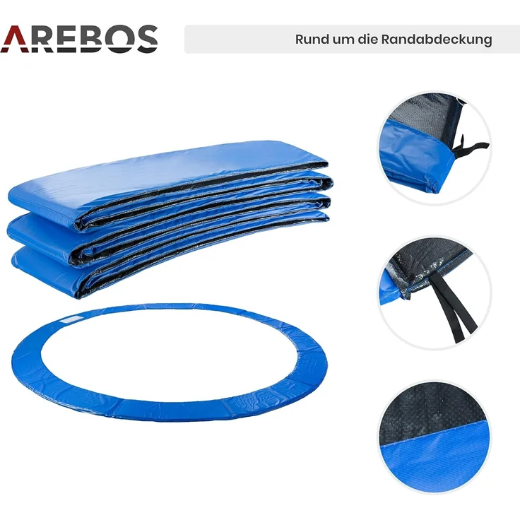Arebos Trampolinnetz + Randabdeckung 244, 305, 366, 396, 430, 460 und 490 cm (Set, Randabdeckung + Netz 244 cm), 244 cm – Bild 4