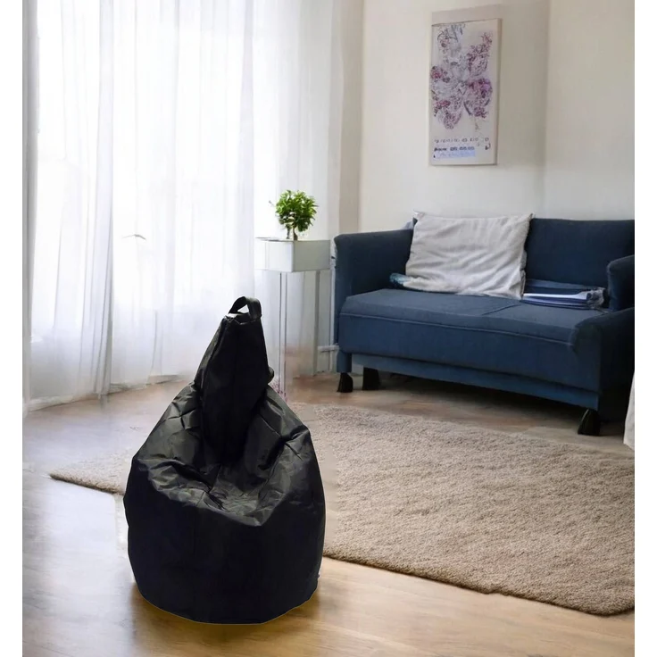 Dmora Pouf Angillina, Mehrzwecksessel, Sitzsack, Hockerhocker, Made in Italy, 80x80 h120 cm, Schwarz – Bild 2