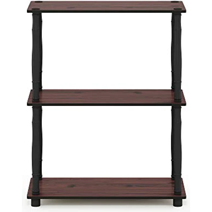Furinno 3-Ebenen kompaktes Mehrzweck-Regal mit klassischem Rohr, holz, Dunkle Kirsche/Schwarz, 29. 46x59. 94x75. 18 cm – Bild 7