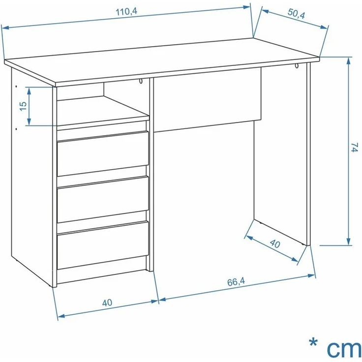 KOMTO Schreibtisch Oslo 110 Schreibtisch mit Schubladen Bürotisch Computertisch, Büro PC-Tisch Kinderschreibtisch mit Stauraum 110 x 50 x 74 cm – Bild 3