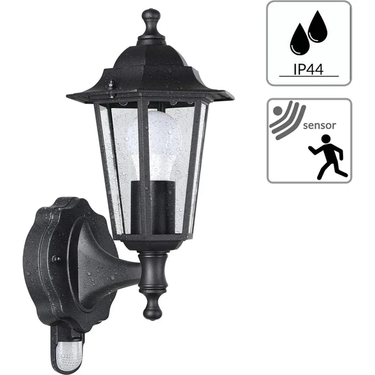 MONZANA® Wandleuchte mit Bewegungsmelder, IP44, wetterfest, Aluminiumguss, E27, Außenleuchte & Außenwandleuchte, Laterne für Außenwand – Bild 3