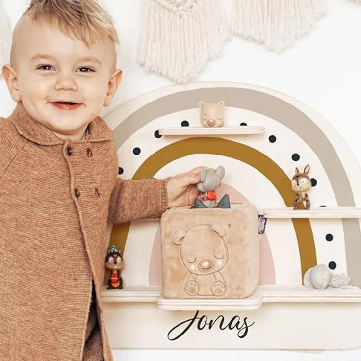 KIDSMOOD - Personalisiertes Tonie Regal für Kinderzimmer | Regenbogen Wand-Regal mit genügend Platz für Tonie-Hör-Figuren, Aussparung für Tonie-Musikbox & Kabelmanagement, Tonie Regal Mädchen & Jungen – Bild 3