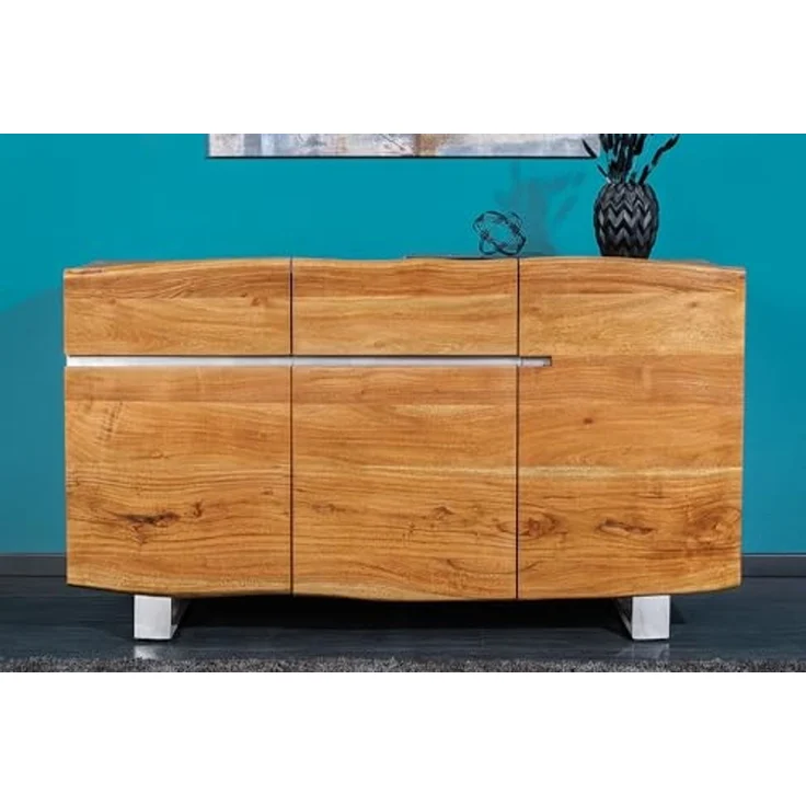 riess-ambiente Sideboard MAMMUT 135cm honigfarben (Einzelartikel, 1 St), Massivholz · Anrichte · Baumkante · Edelstahl · Kufen · Wohnzimmer – Bild 4
