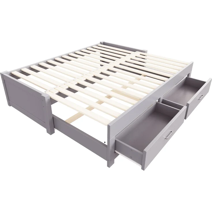 ZUBALIYA Tagesbett 90/180 × 190 cm, Holz, Ausziehbett, Schubladen, Lattenrost, Grau – Bild 13
