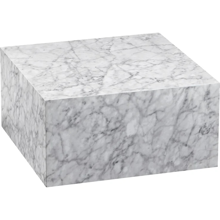 Couchtisch Monobloc 60x30x60cm Hochglanz Marmoroptik Weiß Quadratisch – Bild 2