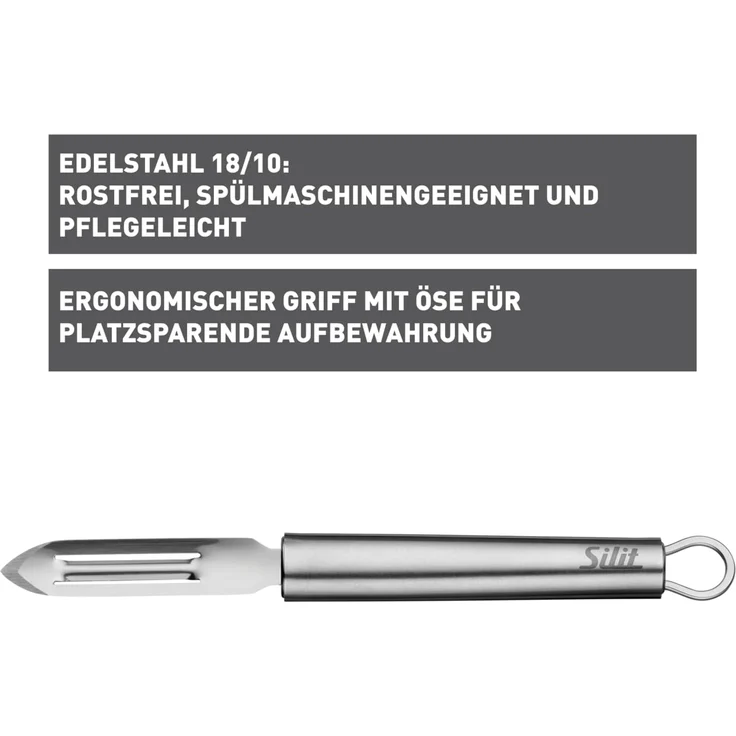 Silit Schälmesser Classic Line, Gemüseschäler 19 cm, Edelstahl, präzise, Kartoffelaugenentferner – Bild 2