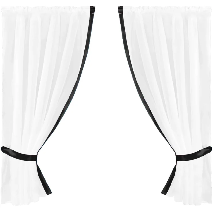 Gardinenset mit Stangendurchzug, Serie: Satin ca. 140x120 cm Auswahl: schwarz - jet black – Bild 1