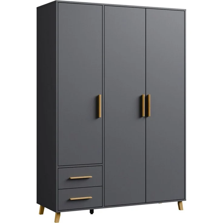 rauch Drehtürenschrank Kleiderschrank Schrank Garderobe Wäscheschrank SHINJO (in 3 verschiedenen Ausstattungen BASIC/CLASSIC/PREMIUM) Griffe und Füße aus Massivholz mit 2 Schubladen MADE IN GERMANY – Bild 2