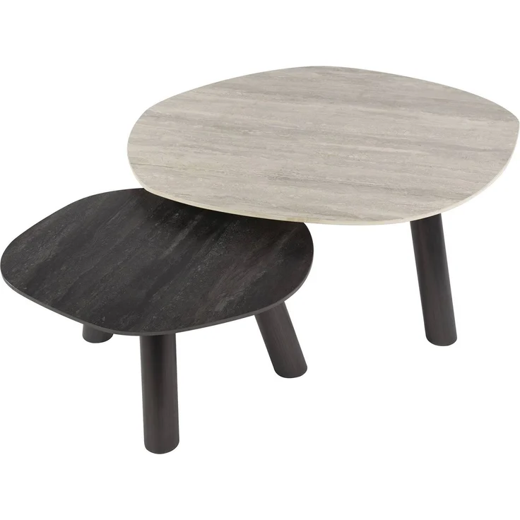 Wint Couchtisch-Set – Keramik, Edelstahl – Hellgrau & Dunkelgrau, Log – Bild 7