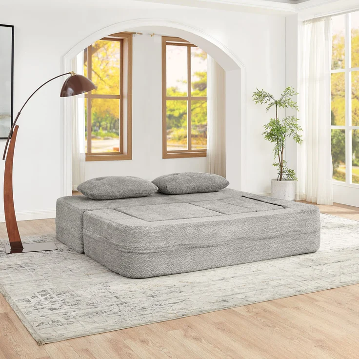 ZUBALIYA SchlafSofa mit breiten Armlehnen, modular aufgebaut, ohne aufwendige Montage, für Wohnzimmer und Apartments, Dunkelgrau – Bild 2
