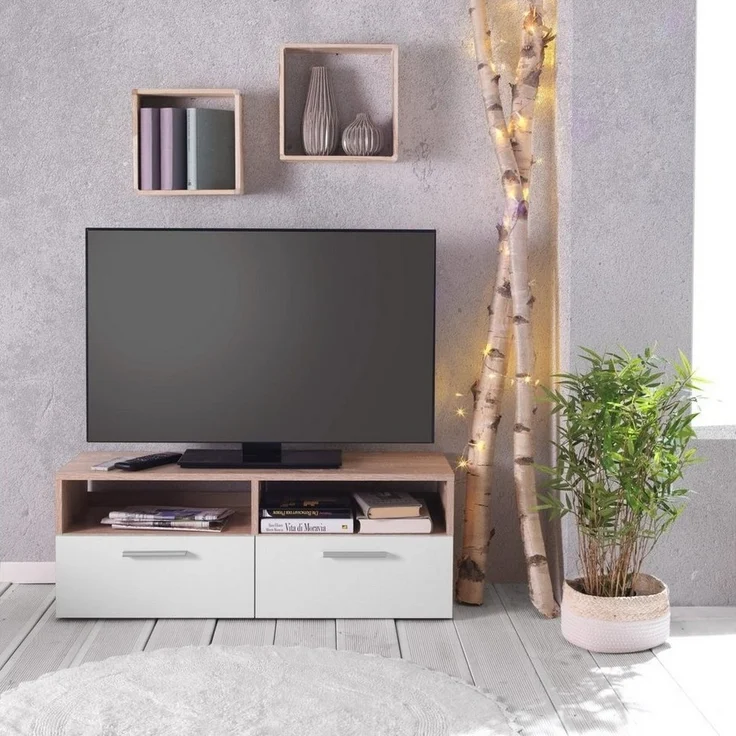 RANA TV-Lowboard in Eiche Sonoma Optik - schlichtes TV-Board mit viel Stauraum für Ihr Wohnzimmer - 95 x 36 x 35 cm (B/H/T) – Bild 2