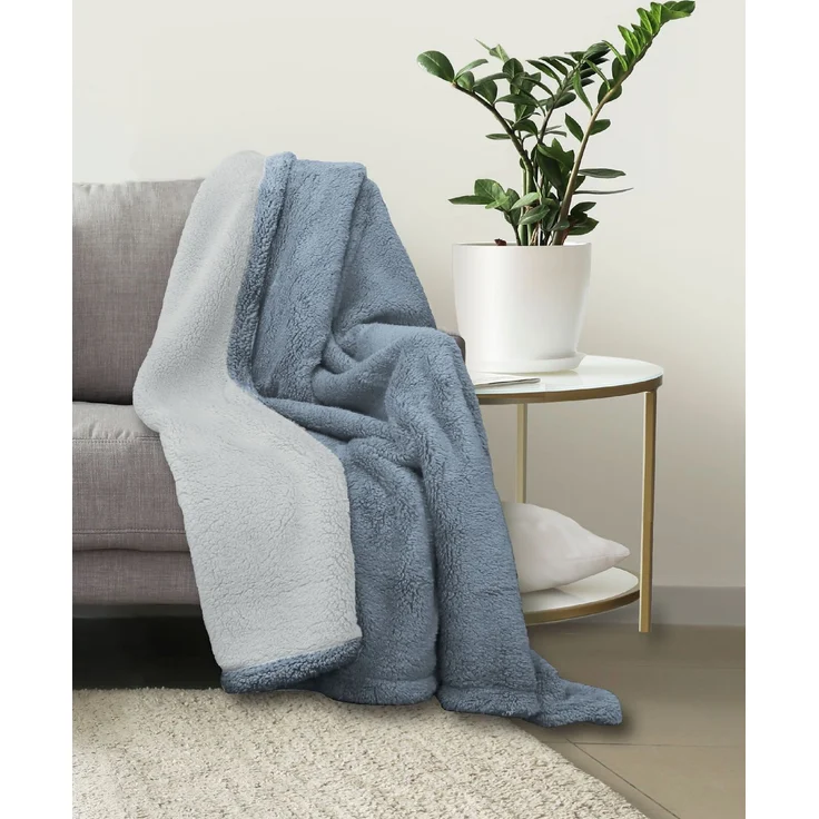 biberna Sherpa Wohndecke 0229209 SHERPA, taubenblau, 1x 150x200 cm – Bild 4