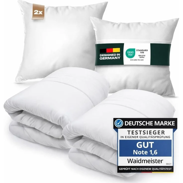 Waidmeister Bettdecke + Kopfkissen Bettdeckenset 2x Bettdecke und 2x Kopfkissen, Füllung: 100% Polyester, Bettdeckenset mit Kopfkissen mit optimierter Klimafunktion – Bild 1