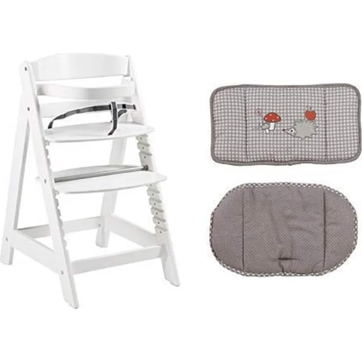 roba Treppenhochstuhl mitwachsend, Sit Up Click, Holz weiß, mit Sitzverkleinerer Adam&Eule