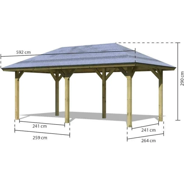 Pavillon-Carport Kirn 2 - 265x518 cm CLASSIC kdi von Karibu – Bild 3