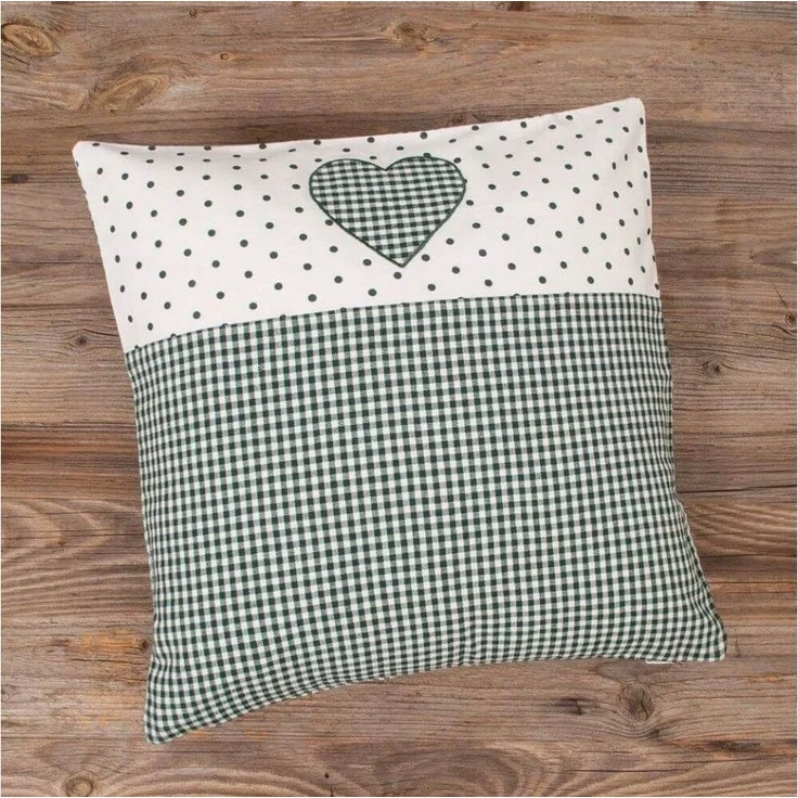 matches21 HOME & HOBBY Kissenbezüge Kissen-Bezug 40x40 cm Herz grün Landhaus-Stil Baumwolle, (1 Stück), Wohnzimmer Kissen-Hülle als Deko-Kissen Zier-Kissen Sofa-Kissen – Bild 1