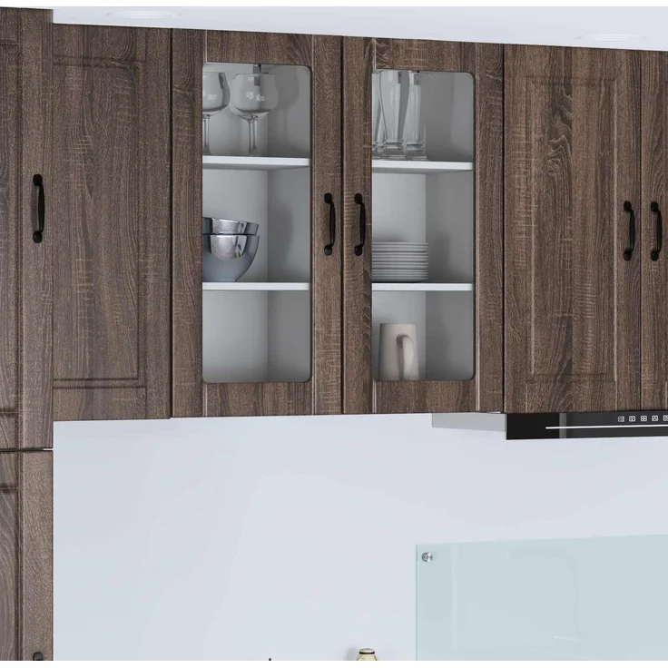 vidaXL Wandglas-Schrank PORTO 2 stk. Braun Eichen-Optik 885350 – Bild 1
