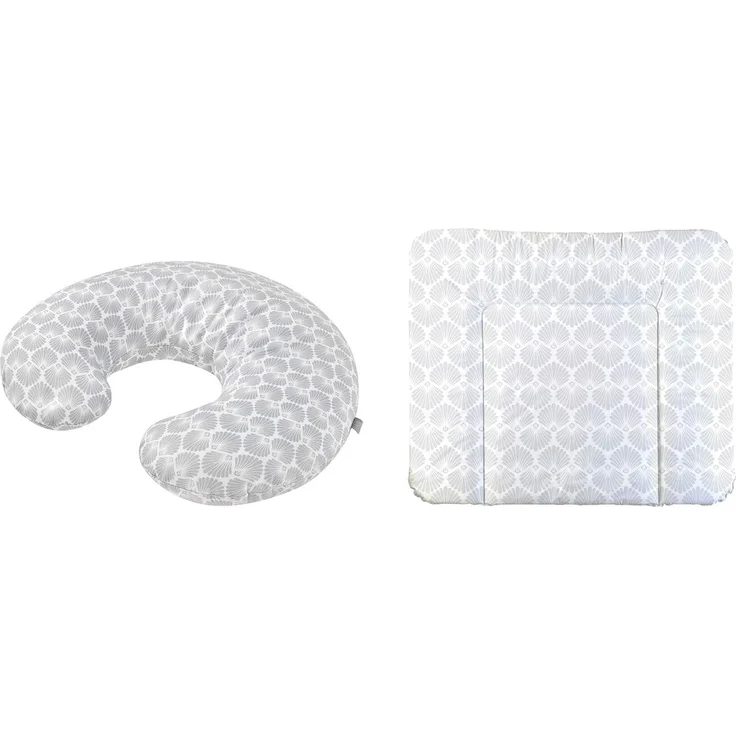 Rotho Babydesign Stillkissen-Set Mini, 180x33 cm, Inkl. Breite Wickelauflage, 85x72 cm, ab 0 Monate, Seashell Shape