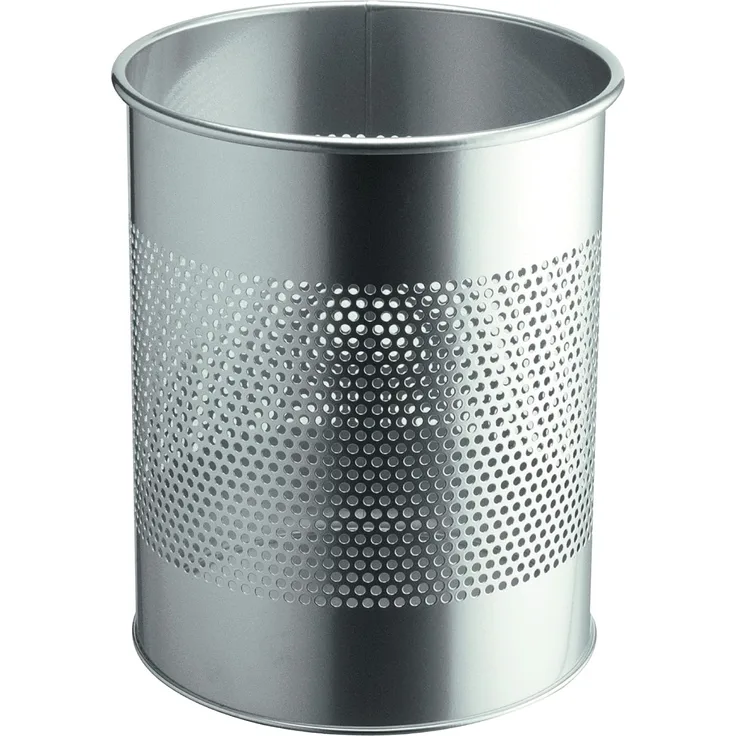 Durable Papierkorb Edelstahl rund 15l metallic silber