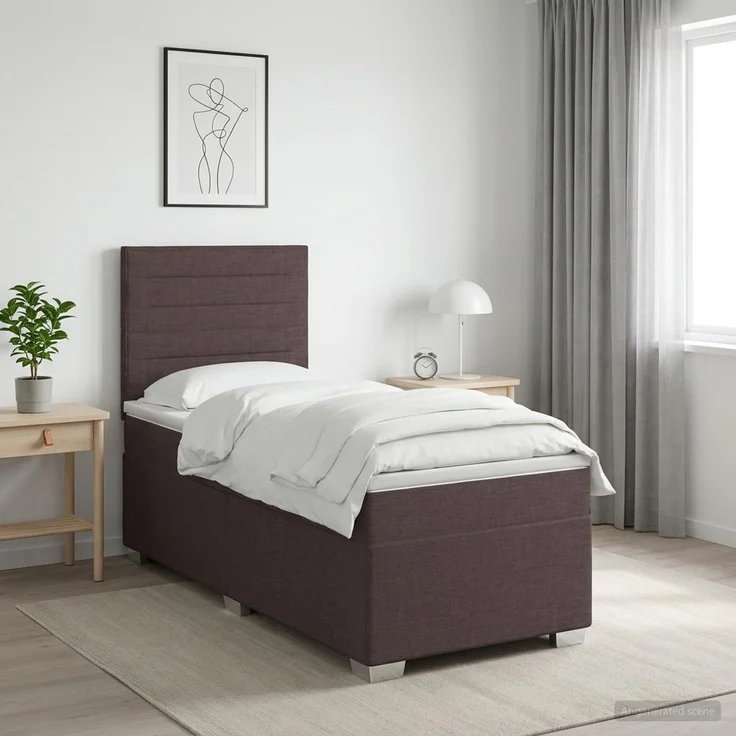 vidaXL Boxspringbett mit Matratze Dunkelbraun 100 x 200 cm Stoff 3454799 – Bild 4