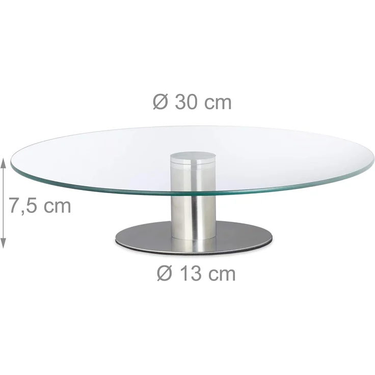 Relaxdays Tortenplatte drehbar, Standfuß, Kuchenplatte zum Dekorieren, Torten Drehteller für Kuchen, Ø 30cm, transparent, 1 Stück – Bild 2