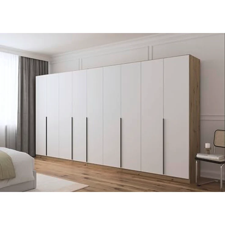 Rauch Möbel Alabama, Kleiderschrank für Schlafzimmer, Kinderzimmer, Wohnzimmer, Garderobe, Flur, 9-türig, mit Zubehör Premium, Farbe Weiß/Eiche Artisan, Breite 405 cm – Bild 2