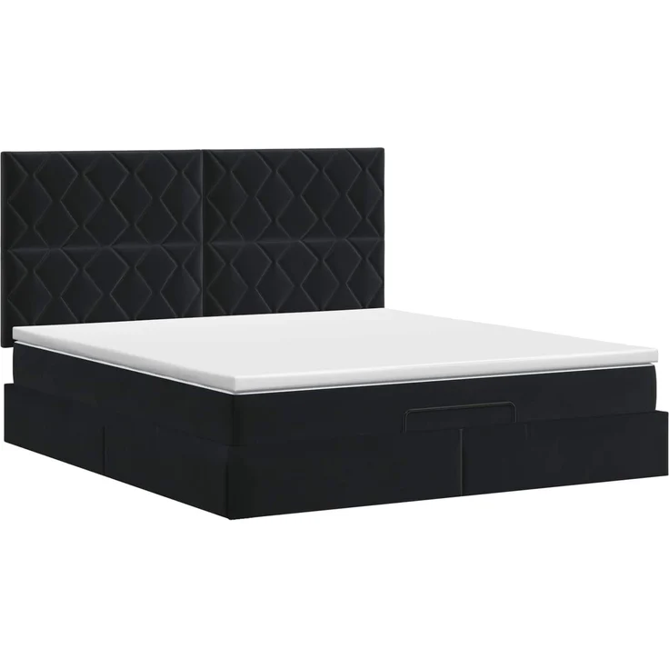 vidaXL Ottoman Bett mit Matratze Schwarz 140 x 190 cm Samt 3457793 – Bild 8