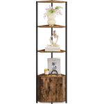 VASAGLE Eckregal mit Stauraum, Standregal, Aufbewahrungsregal mit 5 Ebenen, Regal, für Wohnzimmer, Schlafzimmer, Küche, Badezimmer, vintagebraun-tintenschwarz LBC580K01