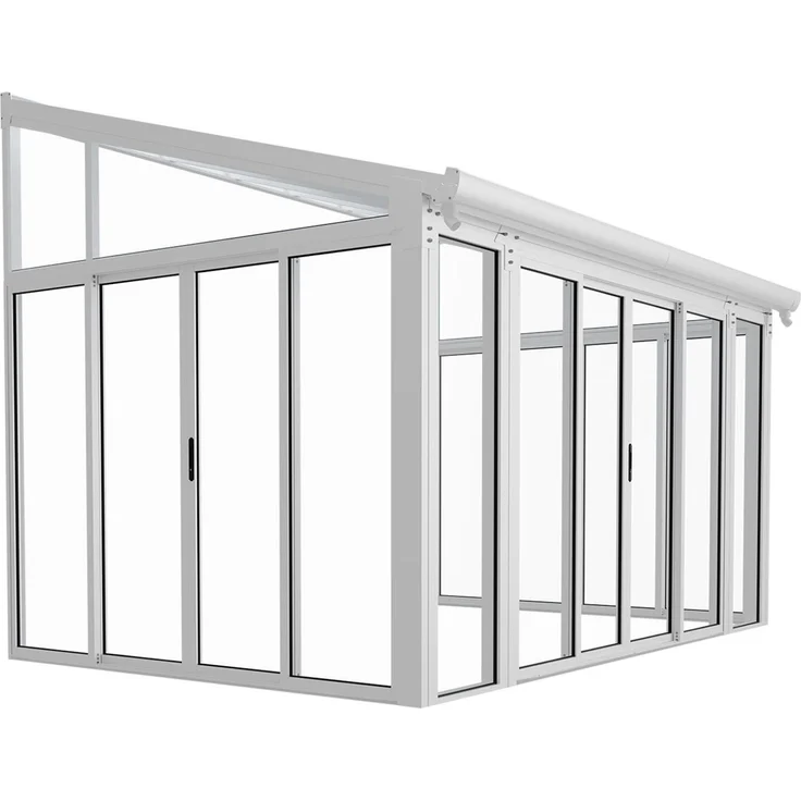 Juskys Wintergarten 12 m² - mit kristallklaren Wänden, Doppel-Schiebetüren & UV-Schutz - wasserdicht & winterfeste Überdachung aus Aluminium - Weiß – Bild 8