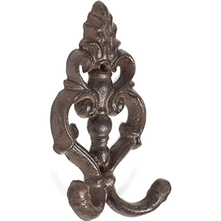 Moritz Wandgarderobe Lilie Fleur de Lis Garderobenleiste 2 Haken Gußeisen Kleiderhaken Garderobenhaken Vintage – Bild 1