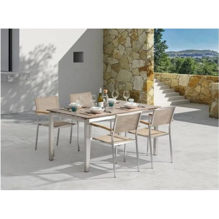 acamp 4x57164 Skye Stapelsessel 1x56360 Skye Tisch 150x90 cm