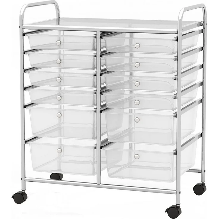 COSTWAY Rollwagen, mit Arbeitsplatte & 12 stapelbaren Schubladen, 38 x 64 x 75 cm – Bild 5