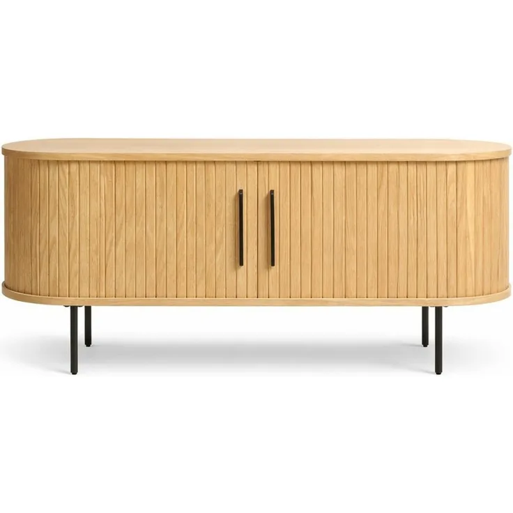 Liadomo Lowboard Uriel, TV-Möbel, TV-Board, TV-Unterschrank, 120 oder 180 cm Breite, Schiebetüren, Lamellen, schwarz, weiß, Natur, braun