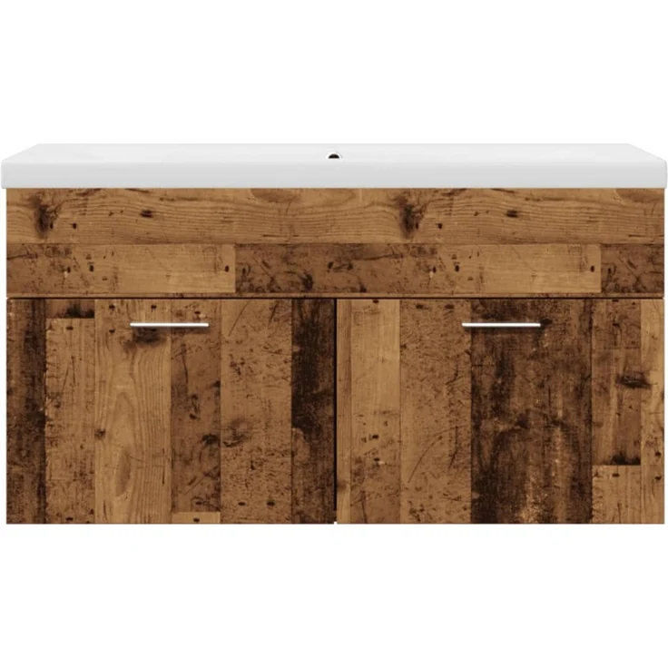 vidaXL Waschbeckenunterschrank mit Einbaubecken Altholz-Optik 3328585 – Bild 3