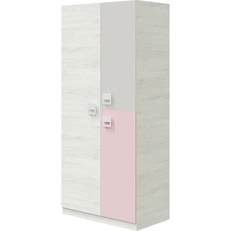 Jugendzimmer-Set >NUBE< in Alpen-Weiß / Grau / Rosa - 199x65x96 (BxHxT) – Bild 5