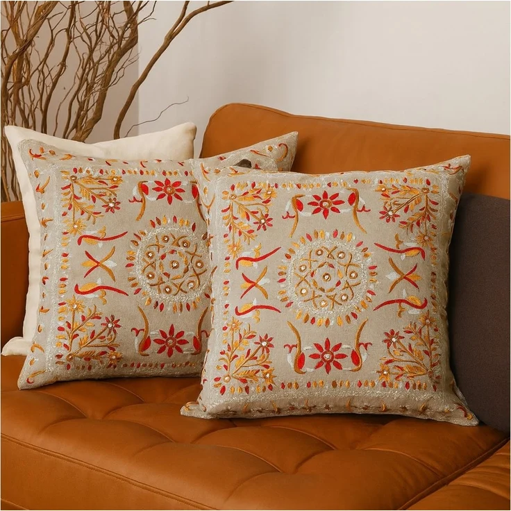 Marrakesch Orient & Mediterran Interior Zierkissen 2er Set Kissenbezug Handgefertigt Lodge Rot 50x50cm, Boho Deko, (2 St) – Bild 1