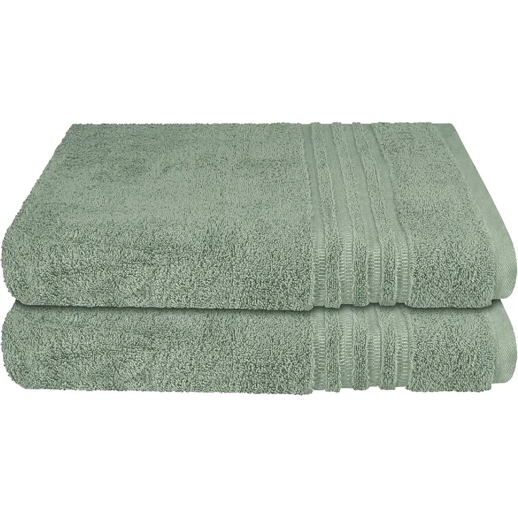 Schiesser Frottier Duschtücher Milano im 2er Set aus Flauschiger, hautfreundlicher Baumwolle, Made IN Green, Farbe:Hellgrün, Größe:70x140 cm