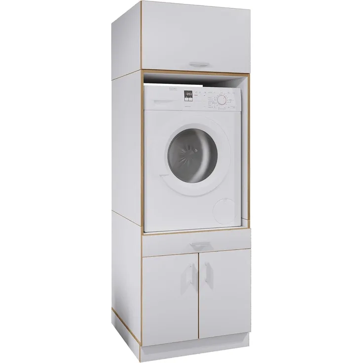 VCM Badmöbel Waschmaschinenschrank Rislo 921893 Weiß H. 200 x B. 67 x T. 48 cm