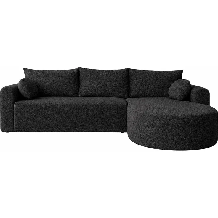 KRISAN MÖBEL Ecksofa GLOW in Schwarz Stoff QUELLE 255 x 75 x 182 cm Modernes Design trifft auf höchsten Komfort